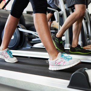 People exercising on treadmills