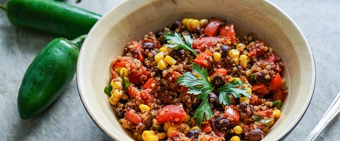 A bowl of Mexican quinoa. 
